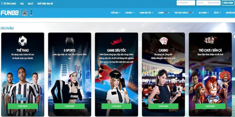 Hệ sinh thái cược thể thao đa dạng tại Fun88